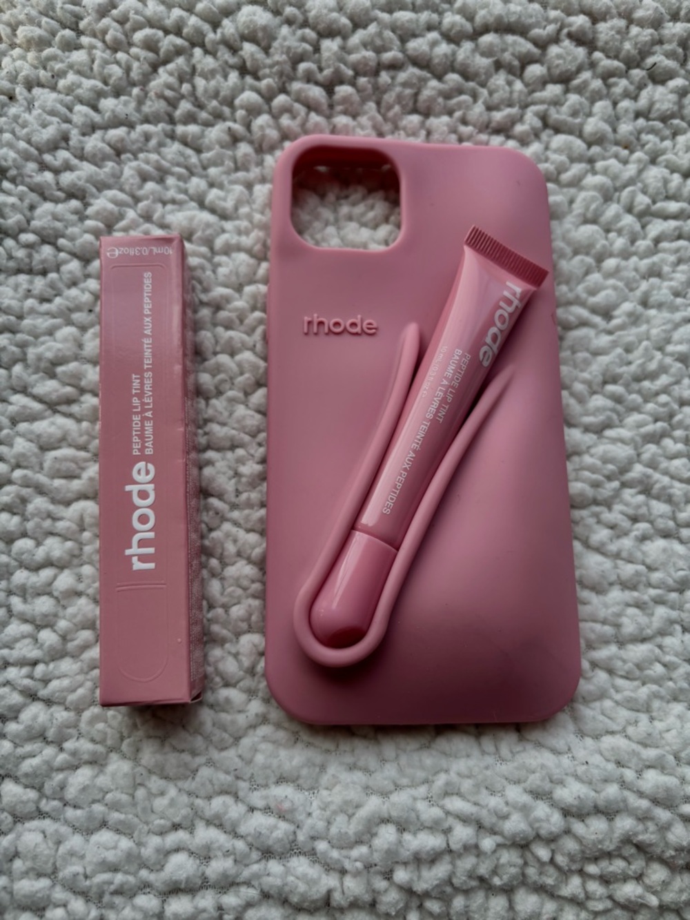 rhode Pink Silicone iPhone Case with Matching Pink Lip Balm Holder